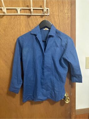Blue Button-Front Collared Shirt
